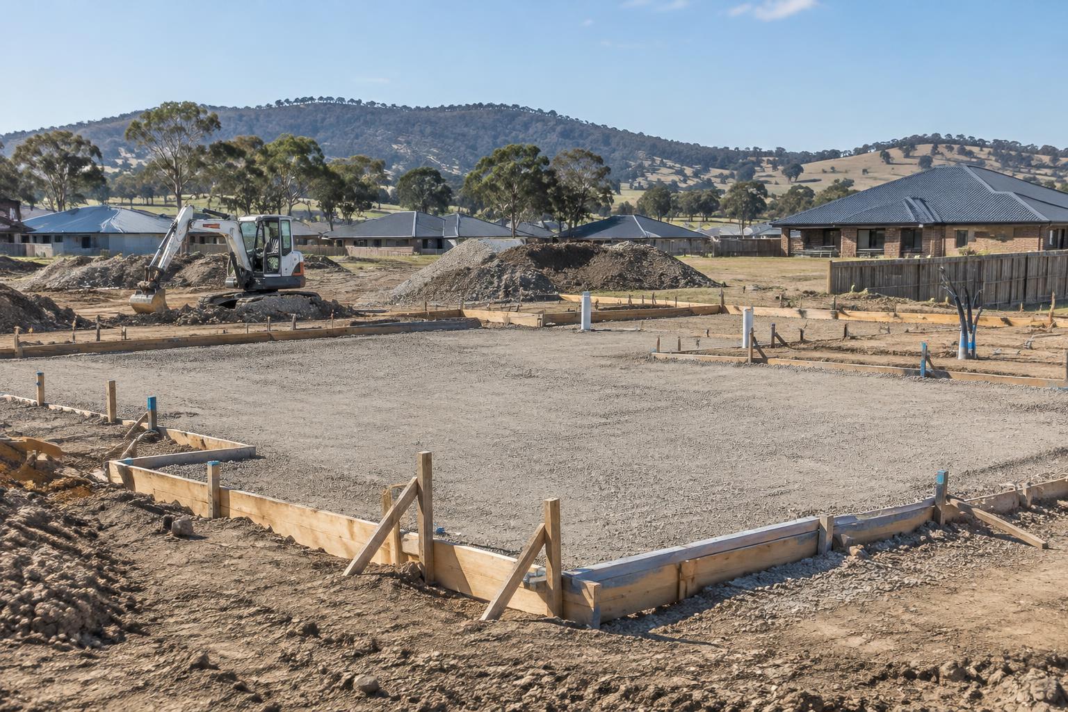 Prepared home building site with compacted base